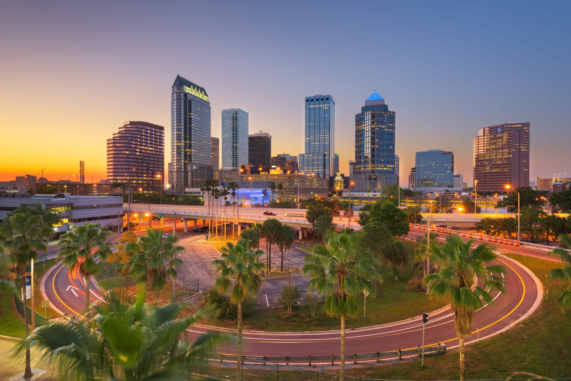 Tampa, Florida USA downtown skyline at Dusk